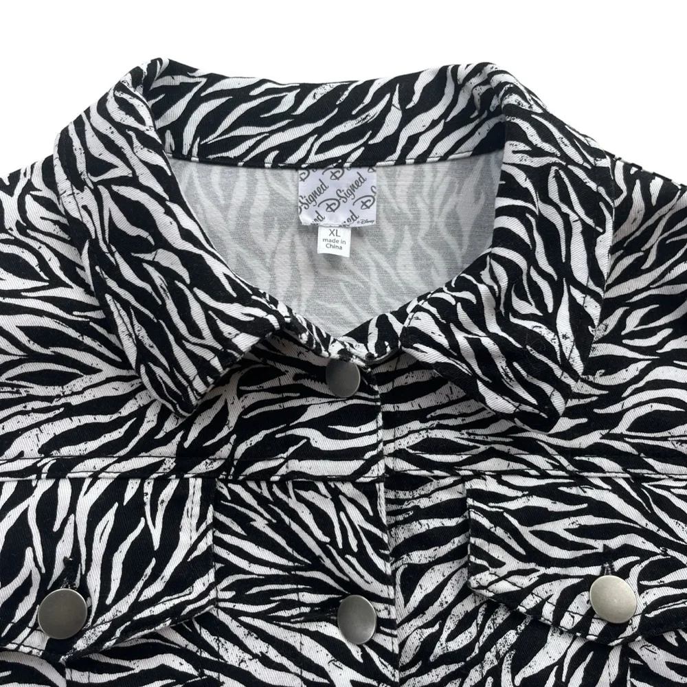 Disney D-Signed Girl’s XL Black White, Zebra Print Button Cotton Jacket #L865JC1